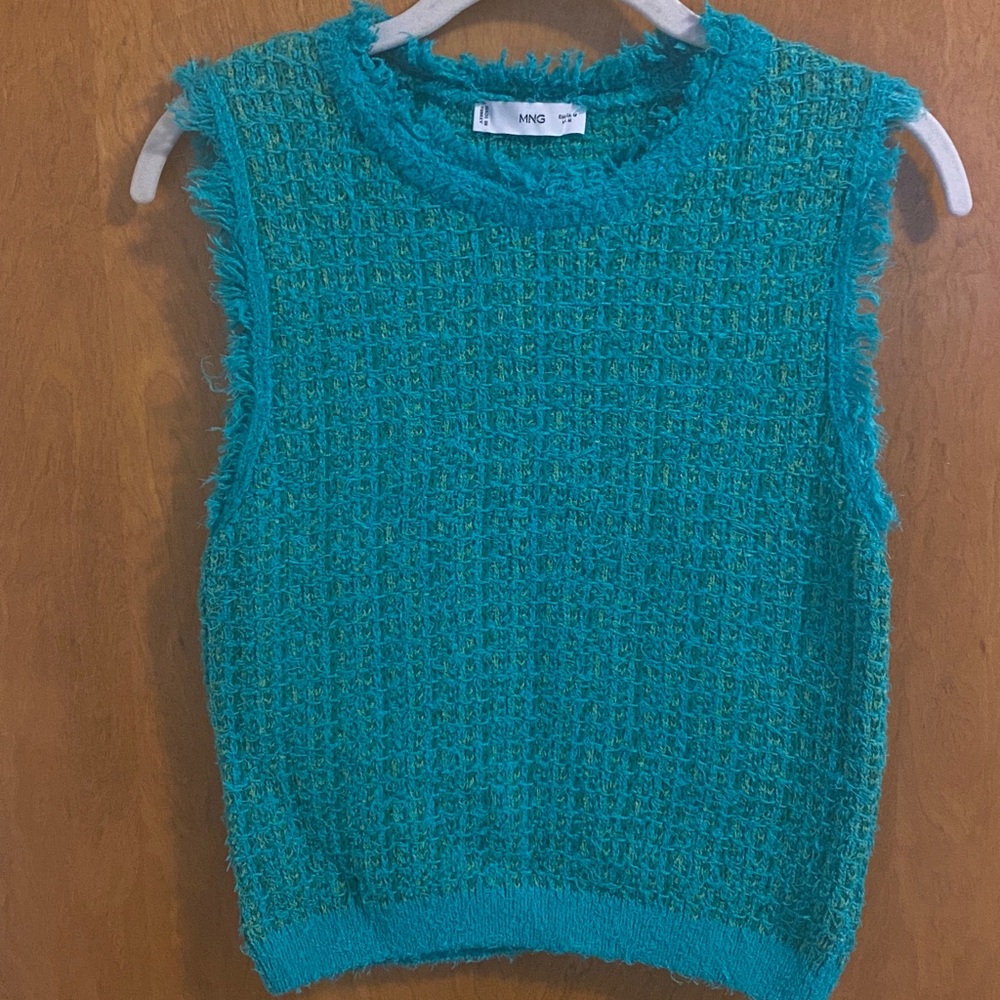 Mango Green Textured Knit Top Size Medium
